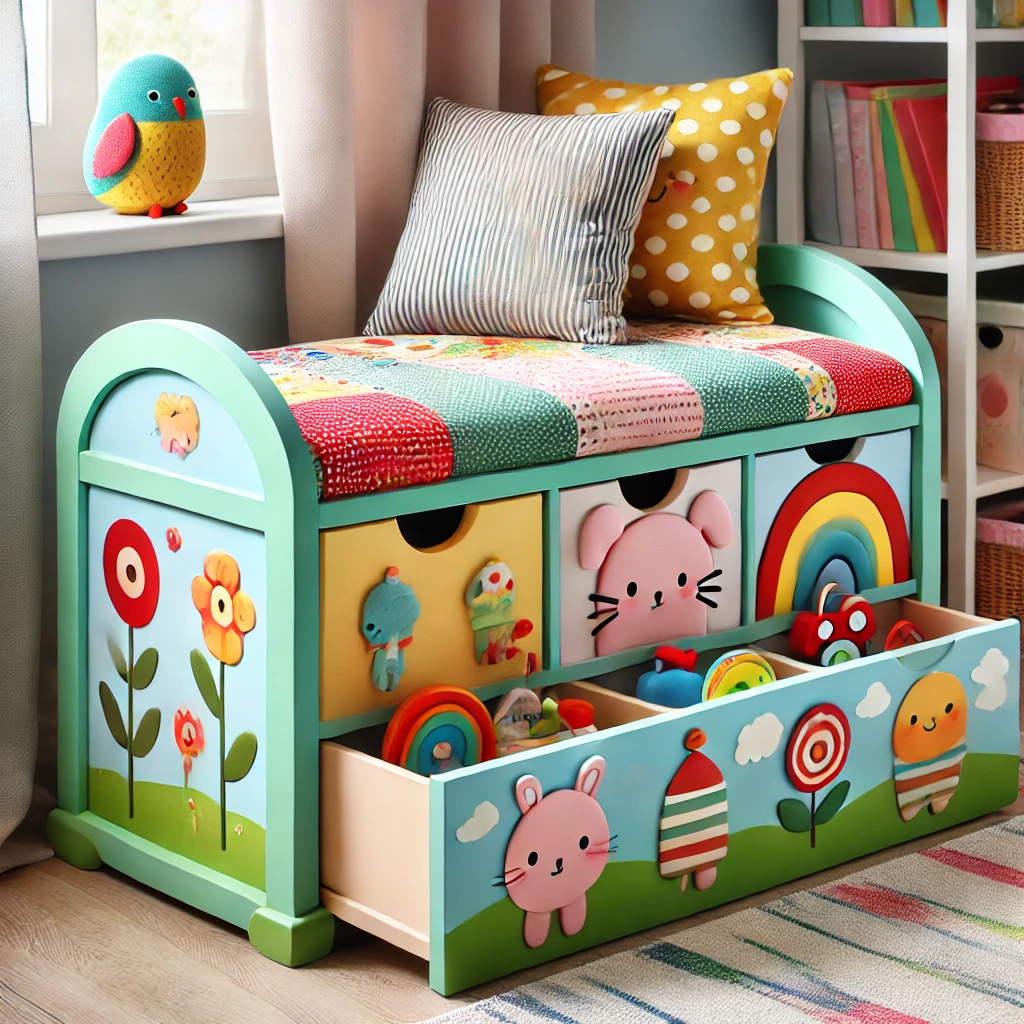 Whimsical Toy Storage Bench